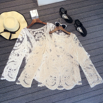 Short and medium cover ass lace hollow hook flower long sleeve blouse bikini swimsuit coat sunscreen Beach women