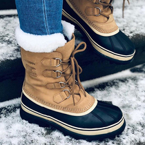 sorel snow boots female Ice Bear mens boots 2021 New Tube men plus velvet warm waterproof non-slip leather