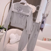 Girl Spring Clothing Suit 2022 New Internet Red Ocean Korean Version Trendy Great Children Clothes Spring Autumn Children Clothes Two Sets