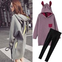 Pregnant women's clothes spring and autumn clothes set fashion large size plus velvet sweater coat long winter coat winter