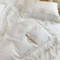 White 140 All-cotton Bed Supplies Princess Wind 100 Pure Cotton Four Sets Young Girl Hearts Embroidered Quilt Cover Soft Cotton