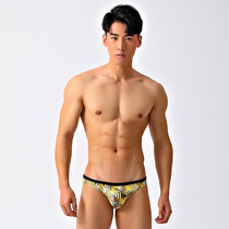 GreatAsia sea anchor Jun mens triangle swimming trunks sexy low waist Golden narrow edge black beach hot spring 108