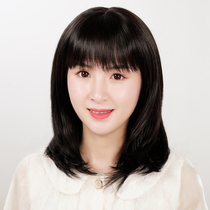 Wig female long hair realistic natural middle-aged mother long hair Full head cover white hair Tie ponytail smooth without knot