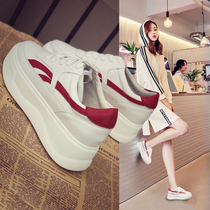 Hong Kong counter 2021 autumn and winter fashion thick-soled muffin white shoes female Korean lace Joker