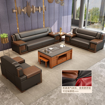 Office sofa coffee table combination furniture VIP room living room negotiation high-grade modern Chinese reception sofa leather
