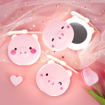 Pig charging mini student Net red cute electric fan makeup mirror with lamp portable portable girl heart Small