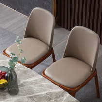 Nordic solid wood dining chair casual simple design soft bag leather coffee restaurant hotel home adult backrest chair