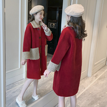 Plush lamb coat women 2021 autumn and winter New fur one particle medium long woolen coat cotton coat