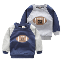 Boy long sleeve sweatshirt 2022 Spring and autumn clothes new children pure cotton T-shirt with cloth round collar for undershirt Korean version baby