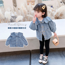 Girls autumn denim jacket 2021 new spring and autumn foreign girl childrens baby Net red fashionable clothes