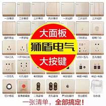  Lion shield switch socket Q7 Champagne gold household concealed one two three four open five hole network air conditioning network package