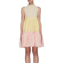 Tax-inclusive Lisa Marie Fernandez Erica color block creased cascading neck dress