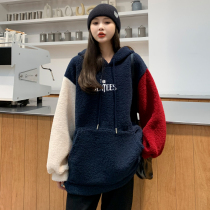 Large size maternity clothing 2021 new autumn winter clothing plus velvet suit Korean fashion loose color color hooded coat