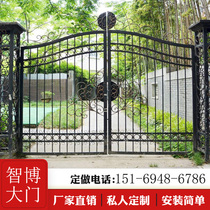 Wrought iron villa door home outdoor wall sliding door European courtyard door outdoor door entrance door