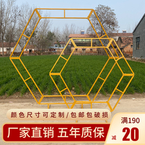 Wedding props geometric hexagonal iron arch shelf background decoration Mori wedding arrangement stage iron shelf