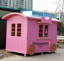 Anti-corrosion wooden kiosk Commercial street Mobile small house Kindergarten Cartoon selling house Milk tea scenic ticket wooden house