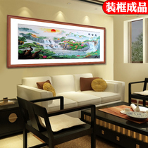 Su embroidery finished hanging painting living room Zhaocai Feng Shui painting landscape decoration cloth painting living room painting decoration