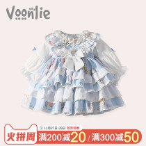 Fan Hunting Girl Lolita Dress Autumn and Winter Dress One-year-old Girl Baby Dress Birthday Banquet Baby Princess Skirt