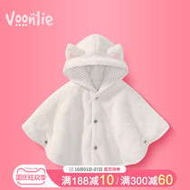 Where hunting autumn and winter baby girl cloak coral velvet thickened warm out windproof newborn baby shawl Cape