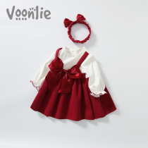 Where hunting girl dress autumn dress new style foreign style one-year-old baby dress catch week little girl princess skirt autumn