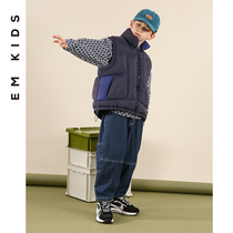 EM Boy Clothing Boy Short down waistcoat 90 white duck suede 2021 Winter fit Childrens down jacket Vest Jacket Warm