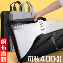 Organ folder canvas portable organ bag test paper clip storage bag test paper organizer a4 folder junior high school student roll bag multi-layer Insert file book organ clip organ clip multi-function