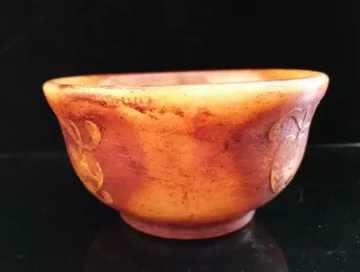 唐物 清 乾隆年製 高古玉 刻工碗 古美術品 時代物 中国