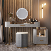 Italian light luxury bedroom dressing table Net red ins glass master bedroom LED light storage modern simple makeup table