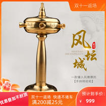 Hand-cranked warp wheel Tibetan pure copper cool golden wheel mini wind wipe tantric six-character Daming hand-cranked warp tube