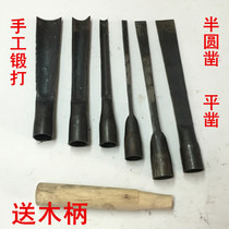 Old-fashioned woodworking flat shovel shovel shovel flat chisel stick steel flat chisel flat shovel hand-forged woodworking chisel