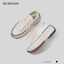 Thick-bottom low-help canvas shoes womens autumn new high-rise design small white shoes students Joker classic cake shoes fashion