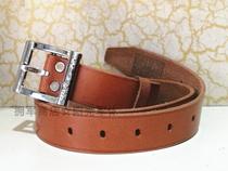 Thick leather belt mens outdoor authentic cowhide flying pinhole belt military wide belt