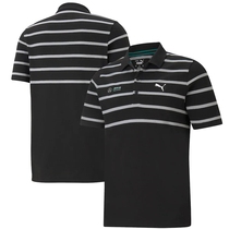 F1 Racing 2021 AMG Mercedes Striped Polo Fashion Short Sleeve PM 