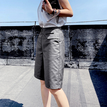 Gray suit shorts womens 2021 summer New loose tooling five-point pants casual straight womens pants thin