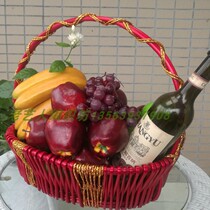 Rattan fruit basket Mid-Autumn Festival gift basket Fruit packaging basket Red basket gift packaging basket