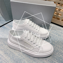  P mens shoes board shoes mens logo thick-soled increased white shoes leather solid color simple trendy shoes Korean version of mens single shoes