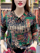 Autumn lapel collar slim covering meat base shirt middle-aged and elderly women dress color pullover top