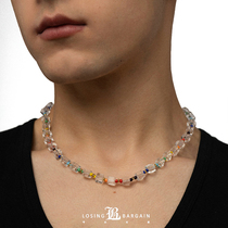 (Losing Bargain)2022SS colorful crystal ice necklace niche design sense Joker chain