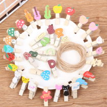 Creative hemp rope DIY color cartoon wooden clip decoration combination photo wall postcard photo Post-It clip