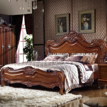 European bed Modern simple 1 8 meters solid wood bed Double bed Carved luxury wedding bed Princess bed Master bedroom French bed