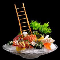 Retro bamboo sushi plate swing bamboo fence bamboo wire bamboo fence ornaments Japanese and Korean fence swing plate sashimi ornaments