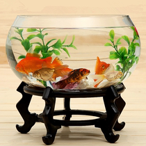 Glass fish tank round transparent large ecological creative fish tank bare cylinder desktop thickened glass drum goldfish tank