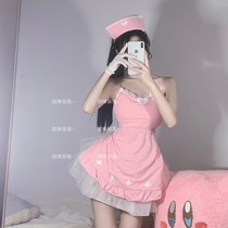 Powder nurse small apron pure desire one piece of suspender skirt Japanese cute sexy sex sex nightgown nurse uniform