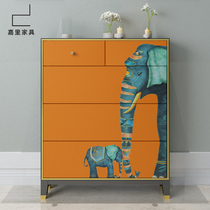 Light luxury painted shoe cabinet ultra-thin porch cabinet door hall cabinet home door ultra-thin 17cm one American Nordic modern