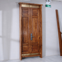 Solid wood antique Chinese door elm double Open Door Full solid wood interior door old-fashioned wooden door custom