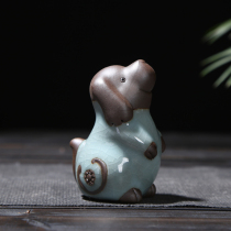 Zheng Carpenter brother kiln puppy tea pet ornaments Boutique tea play can raise open piece lucky dog Home tea tray Tea decoration