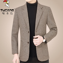 Spring and autumn new woodpecker mens middle-aged casual mens suit jacket single-piece slim small suit dad top