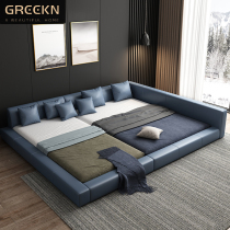 Second child family bed tatami bed Master bedroom modern simple leather bed Double bed 200×220 large bed 3 meters oversized