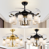 New Chinese living room ceiling fan lamp American dining room fan lamp modern Nordic invisible ceiling fan lamp bedroom fan chandelier