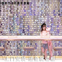 Net red colorful background wall integrated wallboard live haircut beauty store KTV front desk bamboo fiber wallboard